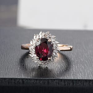 Luxoro 10K Rose Gold AAA Radiant Ember Garnet, Diamond (I2) (0.29 cts) Ring (Size 10.5) 2.45 ctw