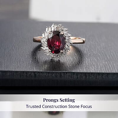 Luxoro 10K Rose Gold AAA Radiant Ember Garnet, Diamond (I2) (0.29 cts) Ring (Size 12.0) 2.45 ctw
