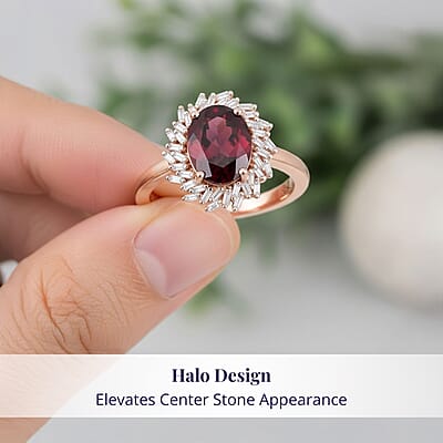 Luxoro 10K Rose Gold AAA Radiant Ember Garnet, Diamond (I2) (0.29 cts) Ring (Size 12.0) 2.45 ctw