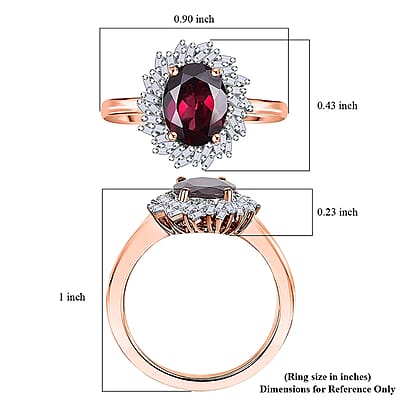 Luxoro 10K Rose Gold AAA Radiant Ember Garnet, Diamond (I2) (0.29 cts) Ring (Size 12.0) 2.45 ctw