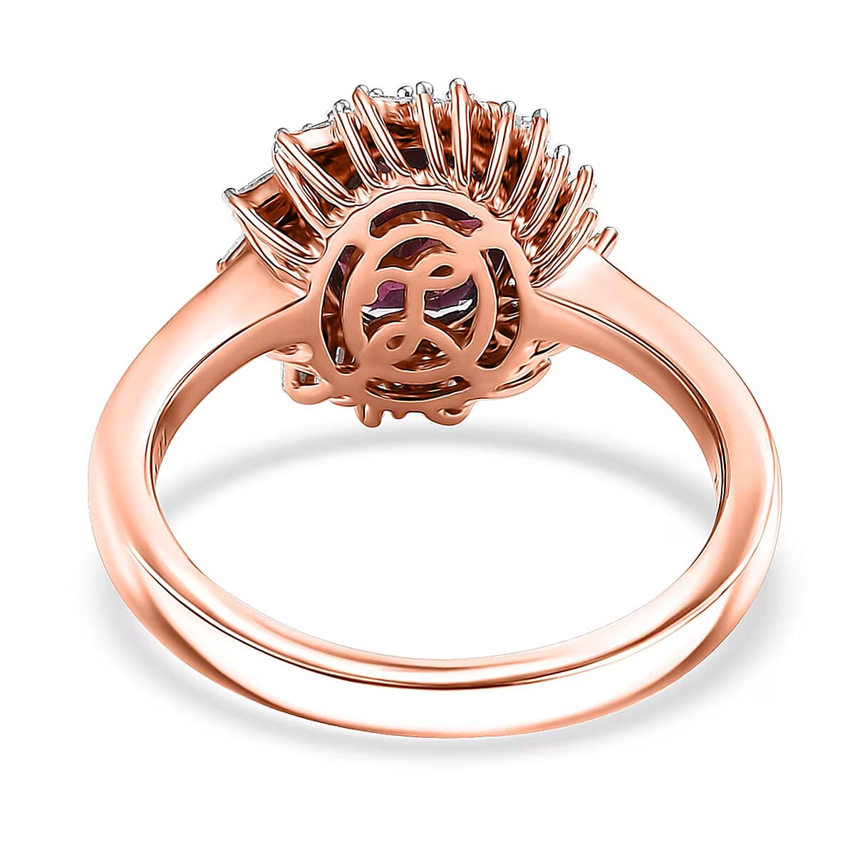 Luxoro 10K Rose Gold AAA Radiant Ember Garnet, Diamond (I2) (0.29 cts) Ring (Size 12.0) 2.45 ctw image number 6