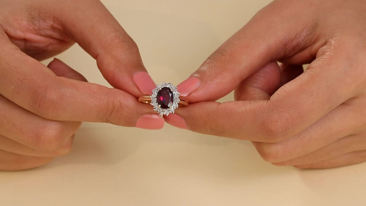 Luxoro AAA Radiant Ember Garnet and I2 Diamond 2.45 ctw Ring in 10K Rose Gold (Size 10.0)