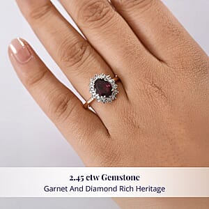 Luxoro 10K Rose Gold AAA Radiant Ember Garnet, Diamond (I2) (0.29 cts) Ring (Size 8.5) 2.45 ctw
