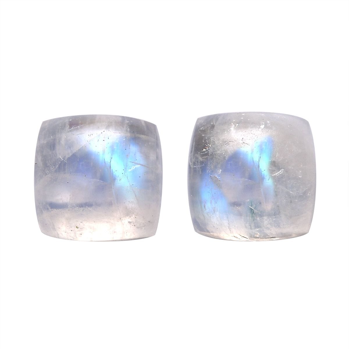 AA Rainbow Moonstone Set of 2 (Cush 5x5 mm) 1.28 ctw Loose Gemstone image number 0