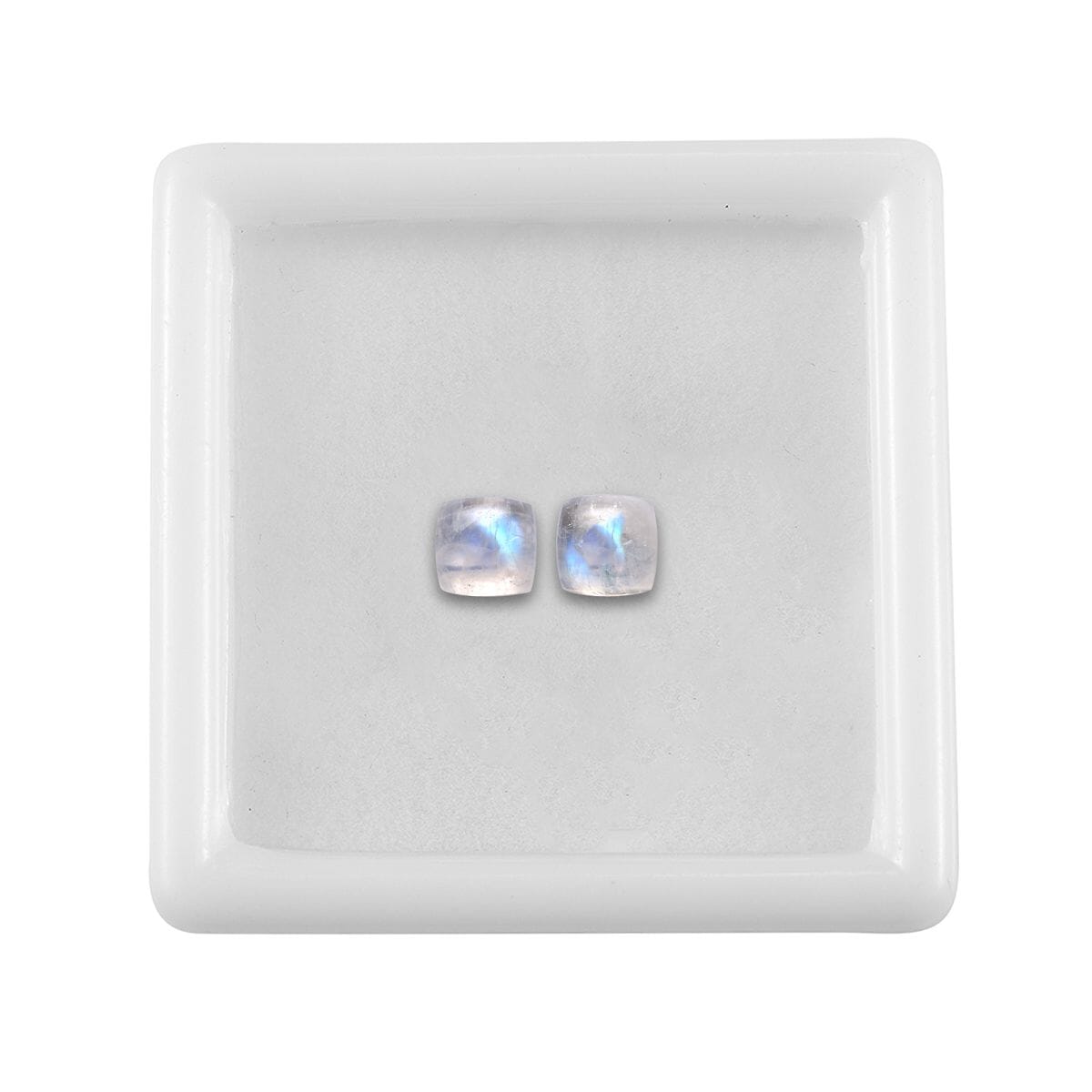 AA Rainbow Moonstone Set of 2 (Cush 5x5 mm) 1.28 ctw Loose Gemstone image number 3