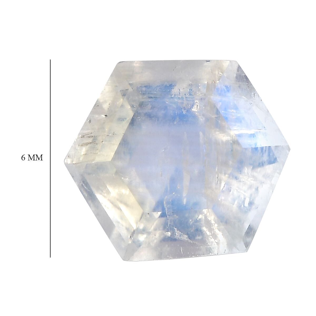 AA Rainbow Moonstone Set of 2 (Hexagon 6 mm) 1.53 ctw Loose Gemstone