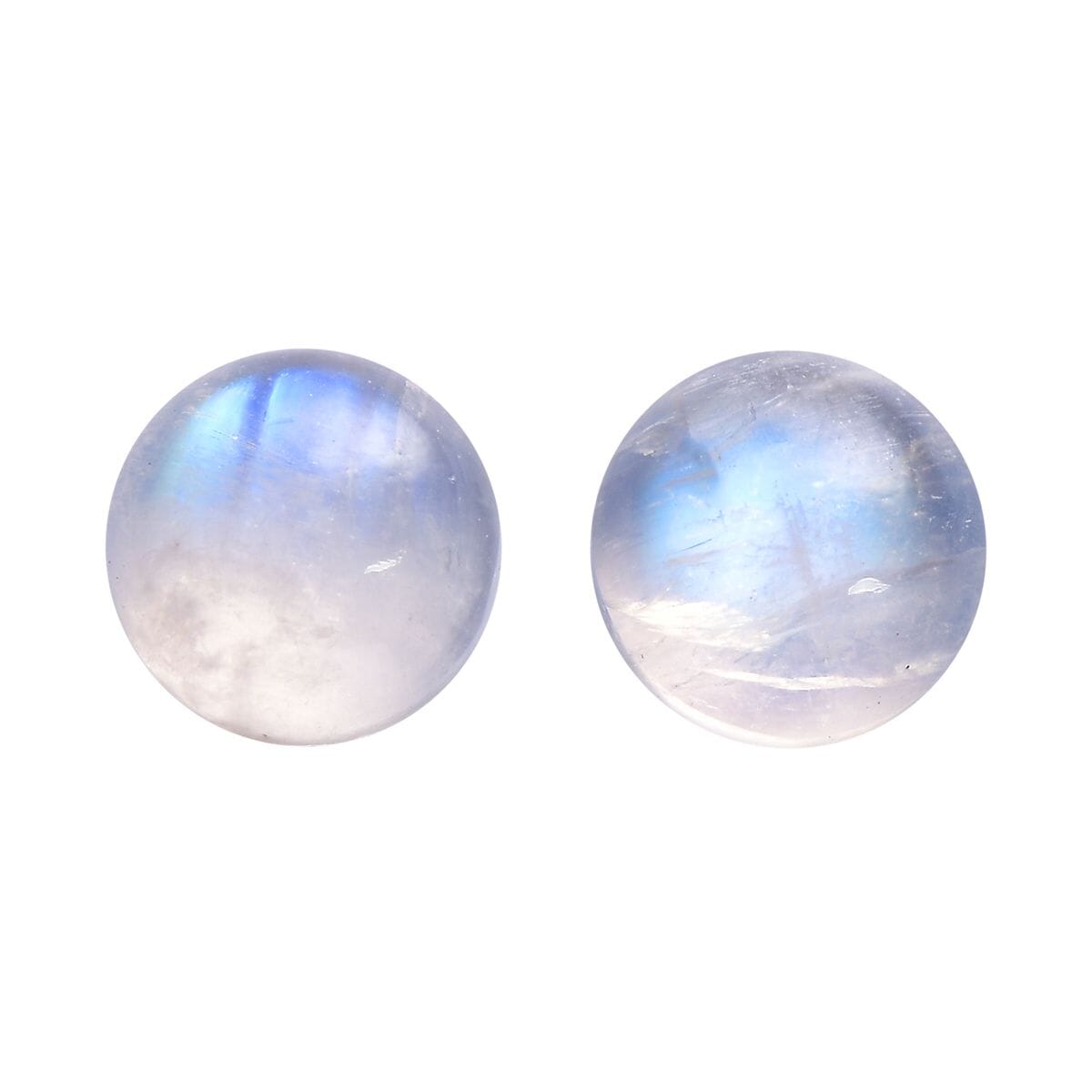 AA Rainbow Moonstone Set of 2 (Rnd 6.5 mm) 2.13 ctw Loose Gemstone image number 0