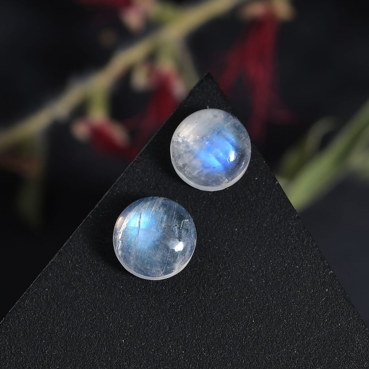 AA Rainbow Moonstone Set of 2 (Rnd 6.5 mm) 2.13 ctw Loose Gemstone image number 1