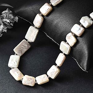 Freshwater Pearl 155.00 ctw Necklace in Rhodium Over Sterling Silver 18 Inches
