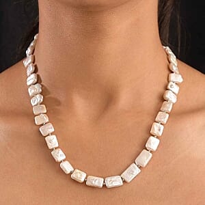 Freshwater Pearl 155.00 ctw Necklace in Rhodium Over Sterling Silver 18 Inches
