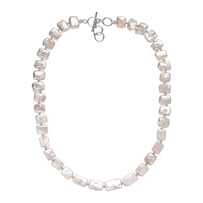 Freshwater Pearl 155.00 ctw Necklace in Rhodium Over Sterling Silver 18 Inches