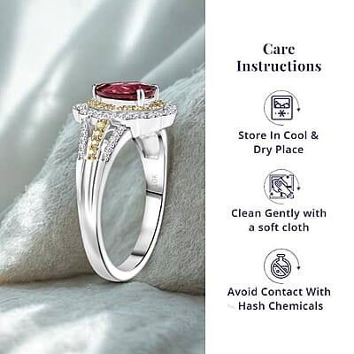 Luxoro 10K White and Yellow Gold AAA Morro Redondo Pink Tourmaline, Natural Yellow and White Diamond (I2) (0.47 cts) Water Ripples Ring (Size 12.0) (4.60 g) 1.70 ctw