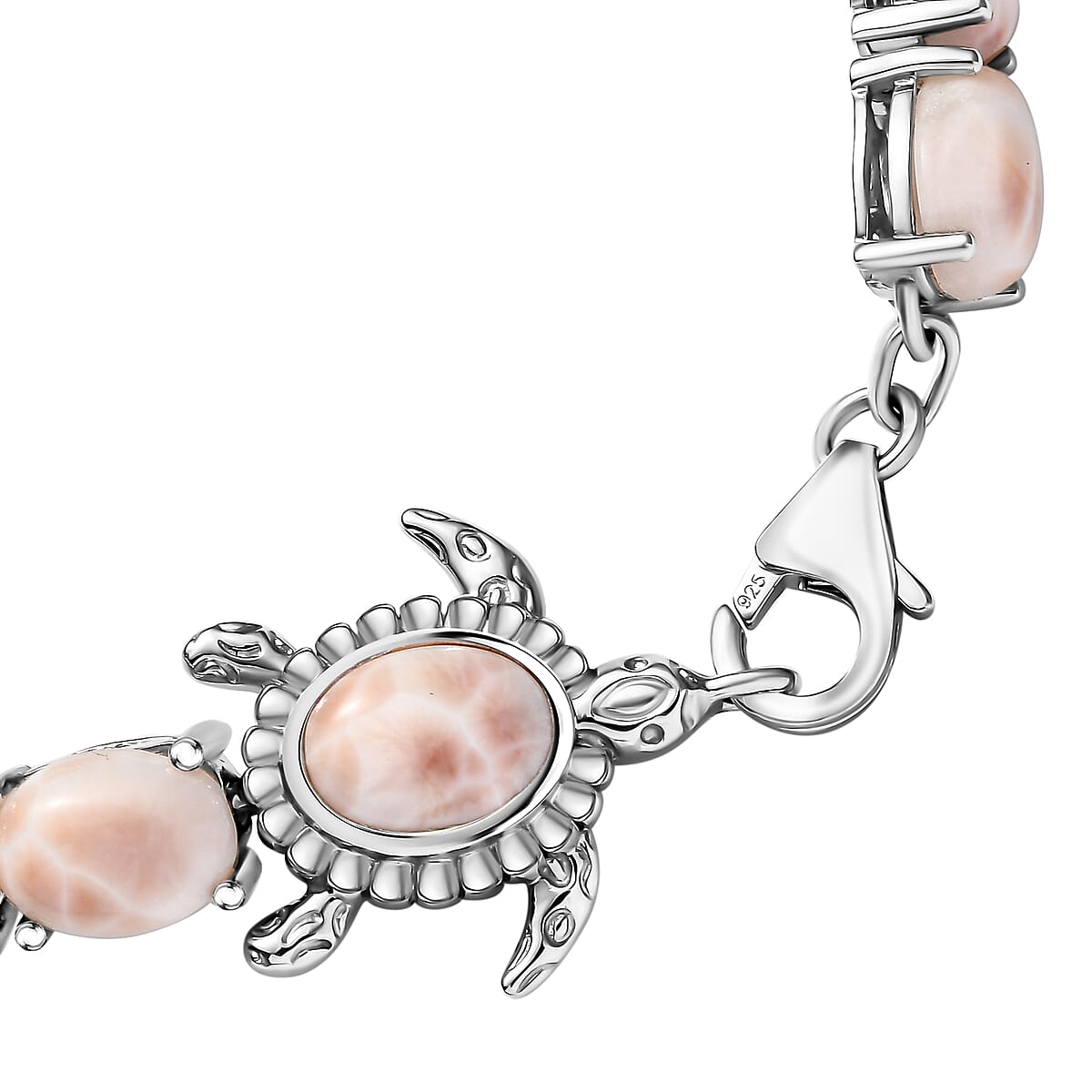 D'Joy Pink Natrolite 23.50 ctw Turtle Bracelet in Rhodium Over Sterling Silver (8.00 In) image number 3