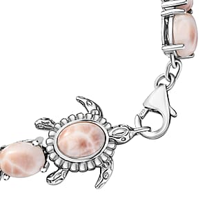D'Joy Pink Natrolite 23.50 ctw Turtle Bracelet in Rhodium Over Sterling Silver (8.00 In)