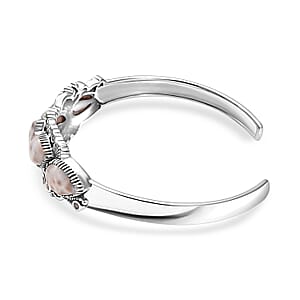 D'Joy Artisan Crafted Pink Natrolite and Natural Champagne Zircon 14.55 ctw Oceanic Beauty Cuff Bracelet in Sterling Silver (7.25 In)