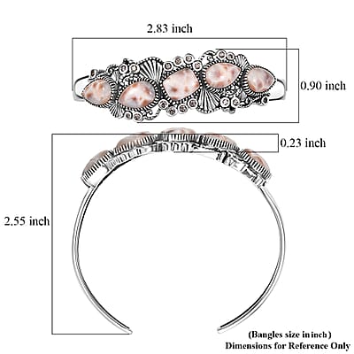 D'Joy Artisan Crafted Pink Natrolite and Natural Champagne Zircon 14.55 ctw Oceanic Beauty Cuff Bracelet in Sterling Silver (7.25 In)