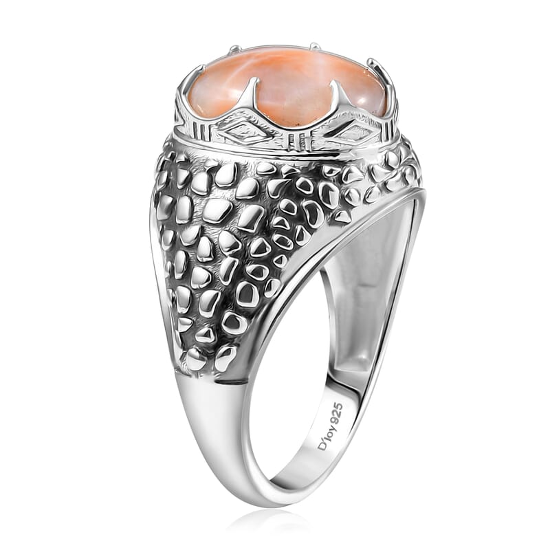 D'Joy Artisan Crafted Pink Natrolite 5.35 ctw Men's Ring in Sterling Silver (Size 10.0)