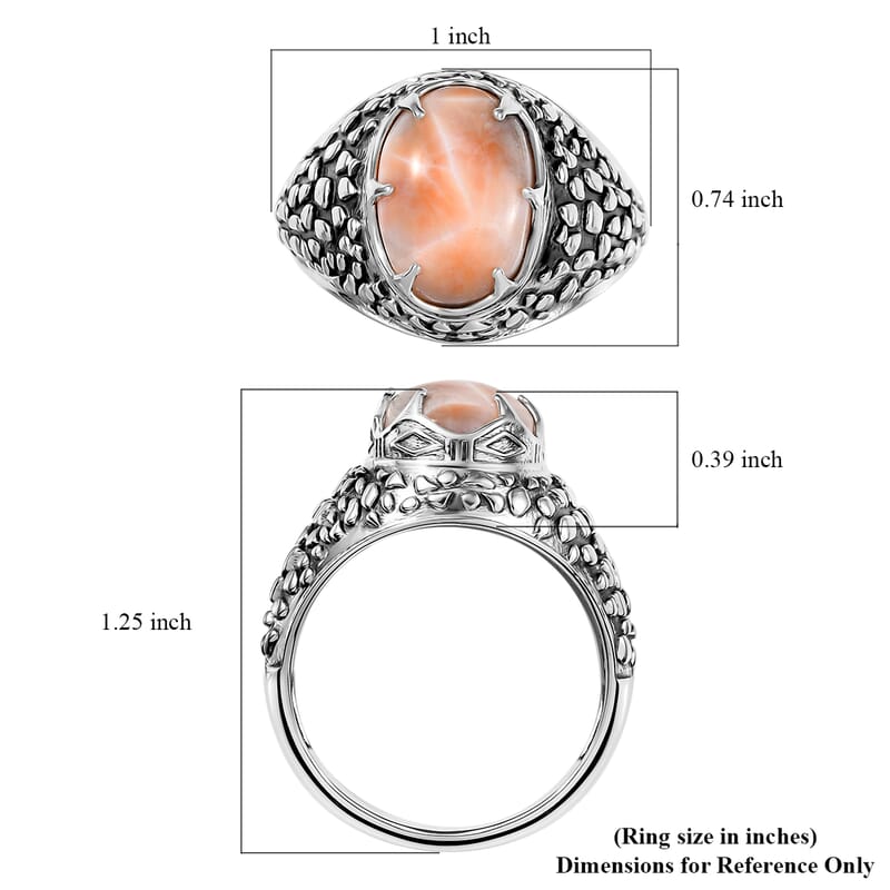 D'Joy Artisan Crafted Pink Natrolite 5.35 ctw Men's Ring in Sterling Silver (Size 10.0)