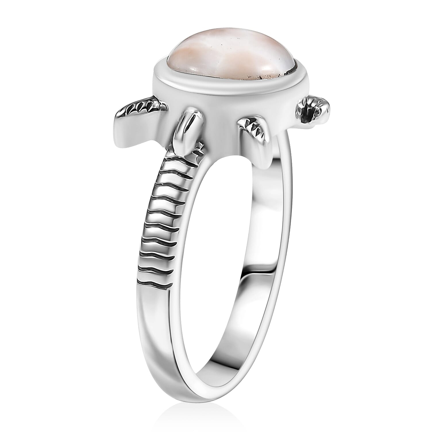 D'Joy Pink Natrolite 2.30 ctw Turtle Ring in Sterling Silver (Size 10.0)