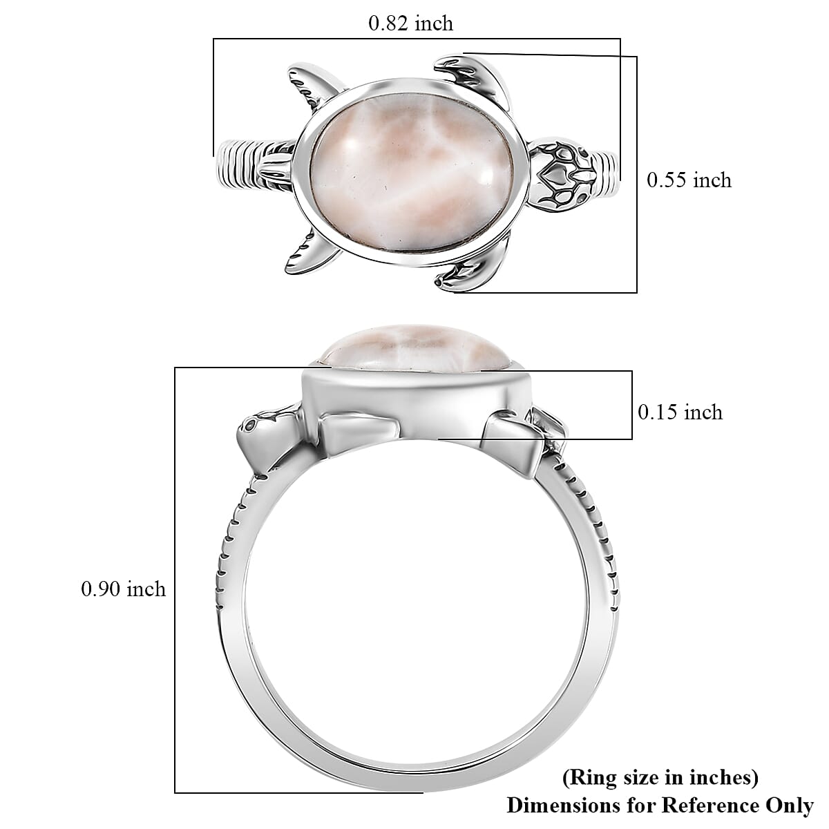 D'Joy Pink Natrolite 2.30 ctw Turtle Ring in Sterling Silver (Size 10.0)