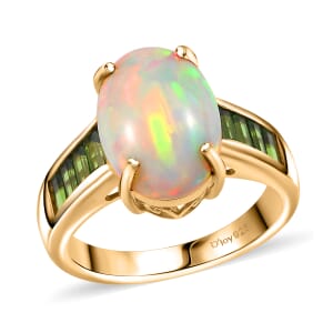 D'Joy Premium Ethiopian Welo Opal and Chrome Diopside 4.60 ctw Dreamlight Ring in 18K Vermeil Yellow Gold Over Sterling Silver (Size 10.0)