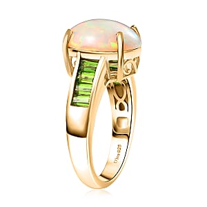 D'Joy Premium Ethiopian Welo Opal and Chrome Diopside 4.60 ctw Dreamlight Ring in 18K Vermeil Yellow Gold Over Sterling Silver (Size 10.0)