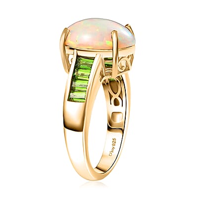 D'Joy Premium Ethiopian Welo Opal and Chrome Diopside 4.60 ctw Dreamlight Ring in 18K Vermeil Yellow Gold Over Sterling Silver (Size 10.0)