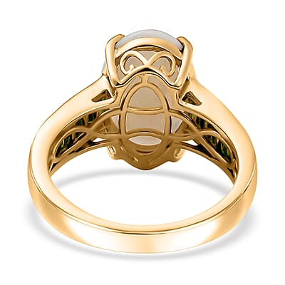 D'Joy Premium Ethiopian Welo Opal and Chrome Diopside 4.60 ctw Dreamlight Ring in 18K Vermeil Yellow Gold Over Sterling Silver (Size 10.0)
