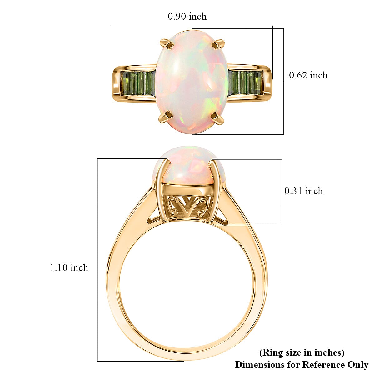 D'Joy Premium Ethiopian Welo Opal and Chrome Diopside 4.60 ctw Dreamlight Ring in 18K Vermeil Yellow Gold Over Sterling Silver (Size 10.0)