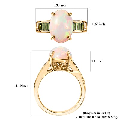 D'Joy Premium Ethiopian Welo Opal and Chrome Diopside 4.60 ctw Dreamlight Ring in 18K Vermeil Yellow Gold Over Sterling Silver (Size 10.0)