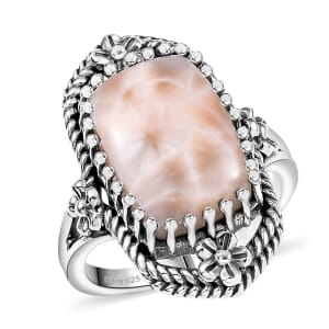 D'Joy Artisan Crafted Pink Natrolite 6.70 ctw Blooming flowers Ring in Sterling Silver (Size 10.0)