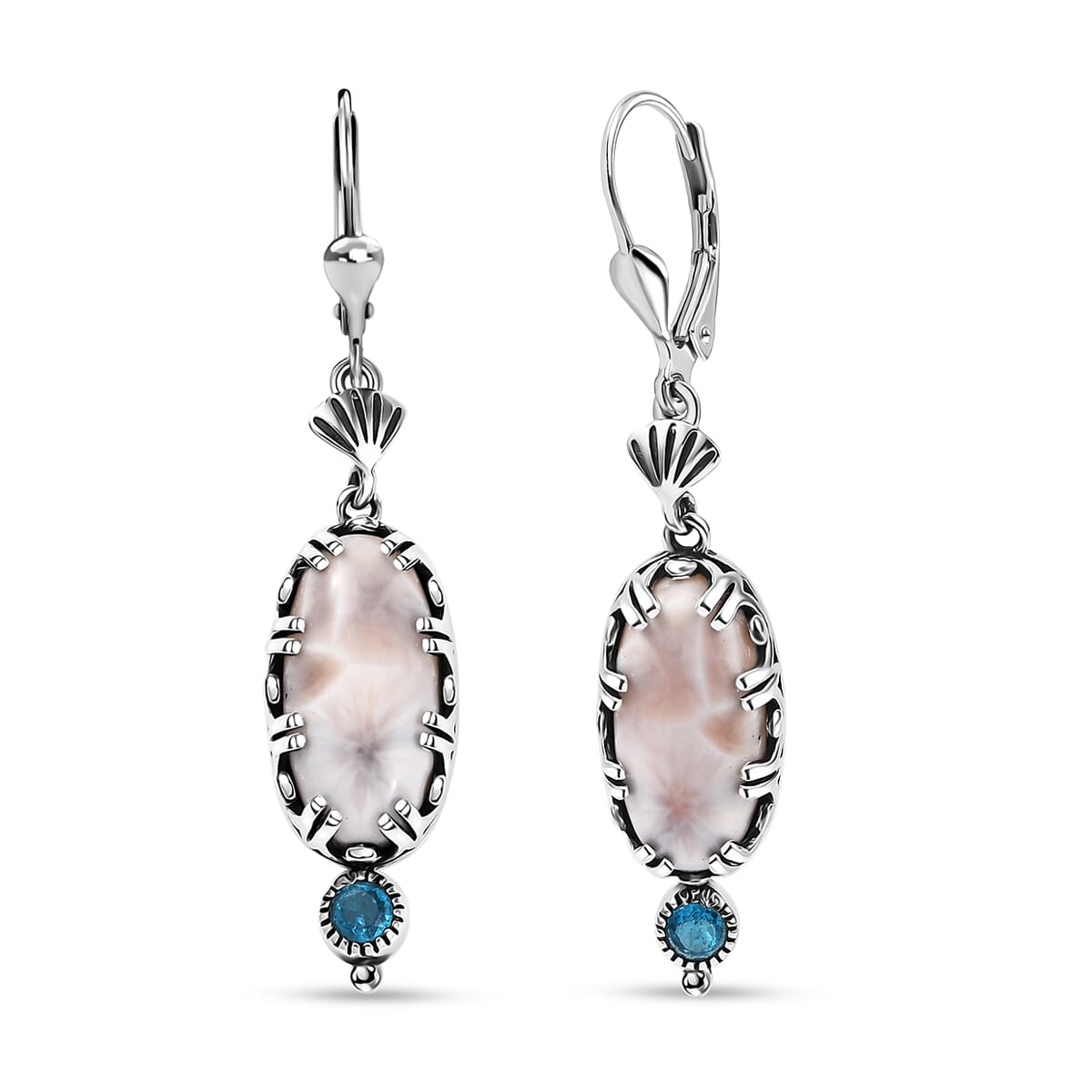 D'Joy Artisan Crafted Pink Natrolite and Malgache Neon Apatite 9.25 ctw Ocean Earrings in Sterling Silver image number 0