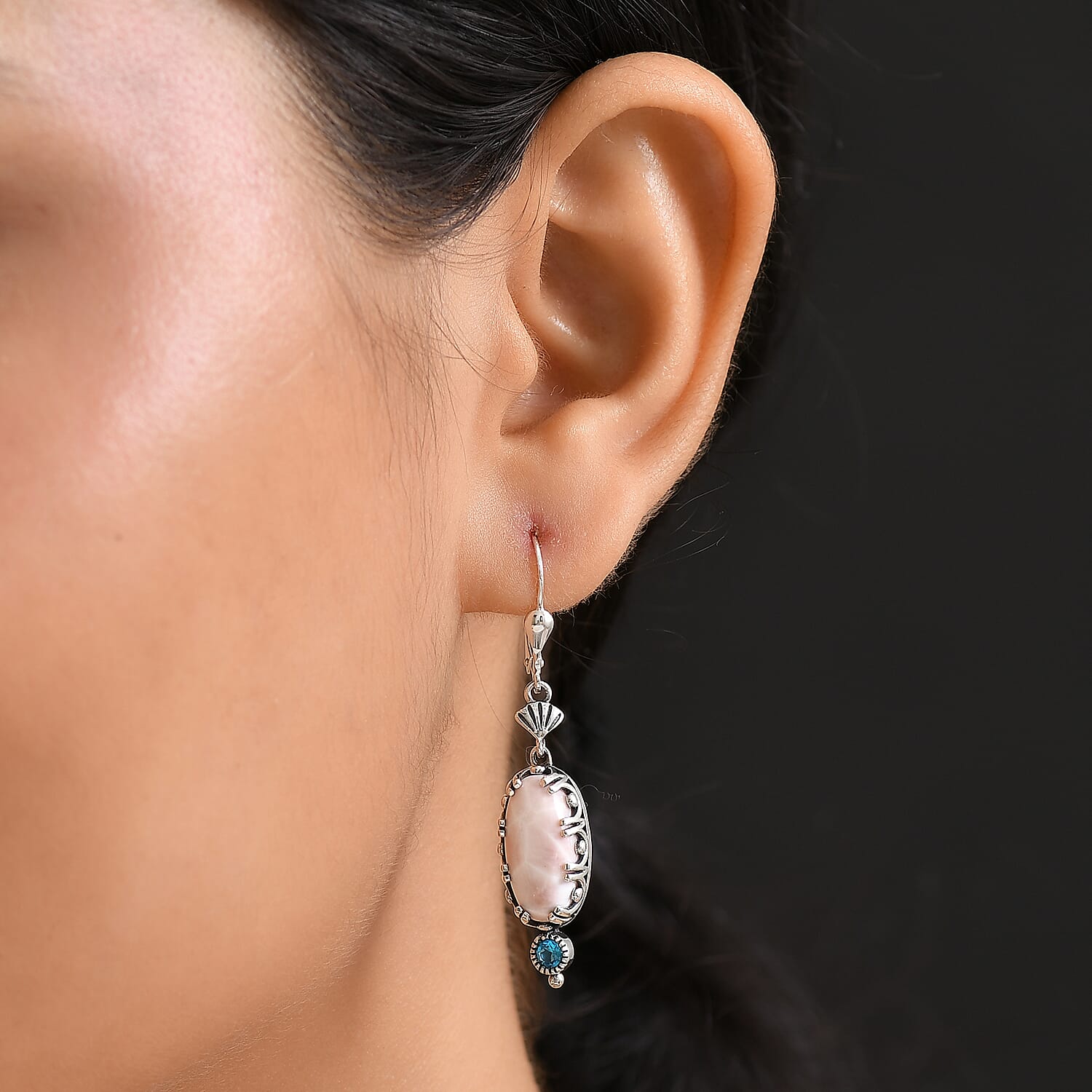 D'Joy Artisan Crafted Pink Natrolite and Malgache Neon Apatite 9.25 ctw Ocean Earrings in Sterling Silver