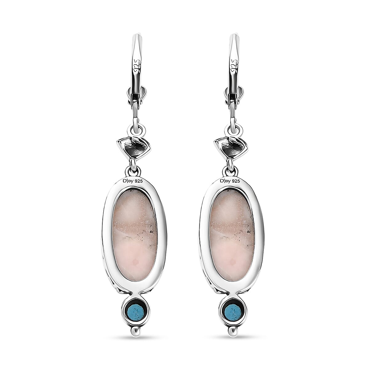 D'Joy Artisan Crafted Pink Natrolite and Malgache Neon Apatite 9.25 ctw Ocean Earrings in Sterling Silver