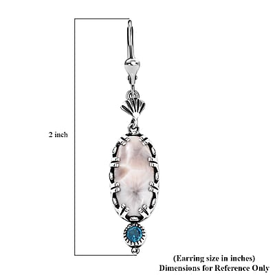 D'Joy Artisan Crafted Pink Natrolite and Malgache Neon Apatite 9.25 ctw Ocean Earrings in Sterling Silver