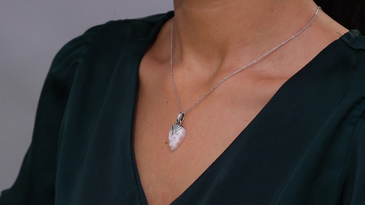 D'Joy Artisan Crafted Pink Natrolite 9.00 ctw Tooth Pendant without Chain in Sterling Silver