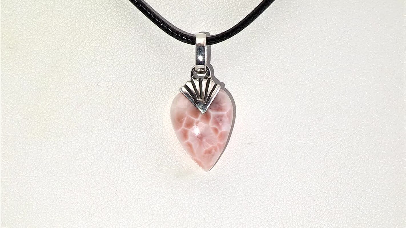 D'Joy Artisan Crafted Pink Natrolite 9.00 ctw Tooth Pendant without Chain in Sterling Silver