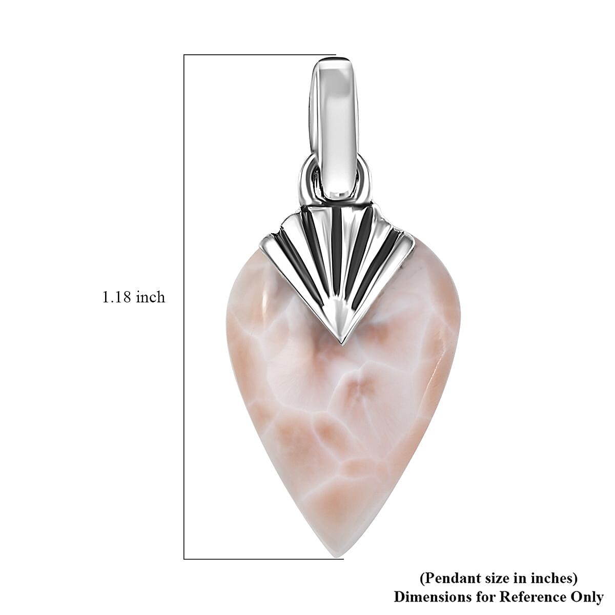 D'Joy Artisan Crafted Pink Natrolite 9.00 ctw Tooth Pendant without Chain in Sterling Silver