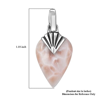 D'Joy Artisan Crafted Pink Natrolite 9.00 ctw Tooth Pendant without Chain in Sterling Silver