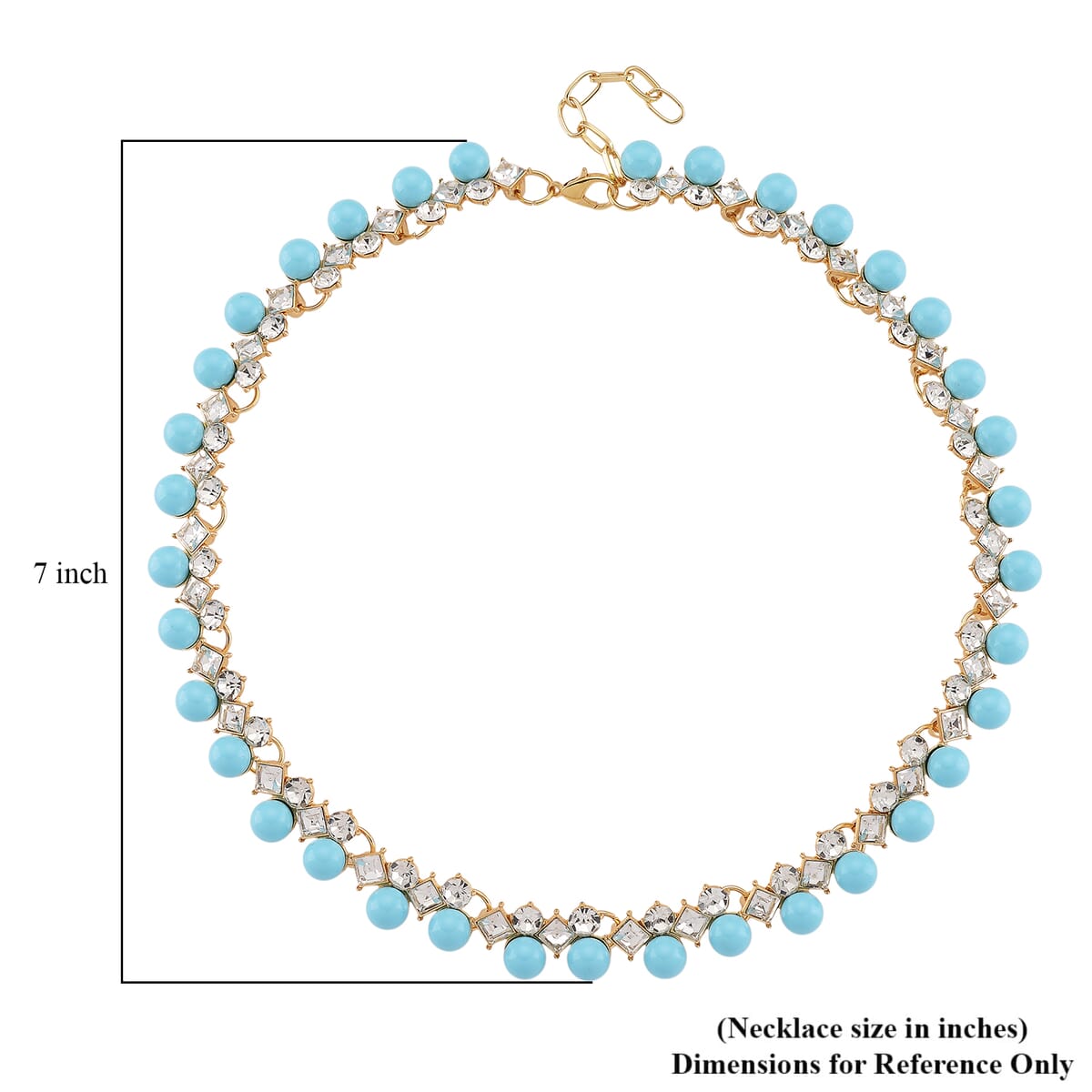 Sleeping Beauty Color Shell Pearl and Austrian Crystal Necklace in Goldtone 18-20 Inches image number 4