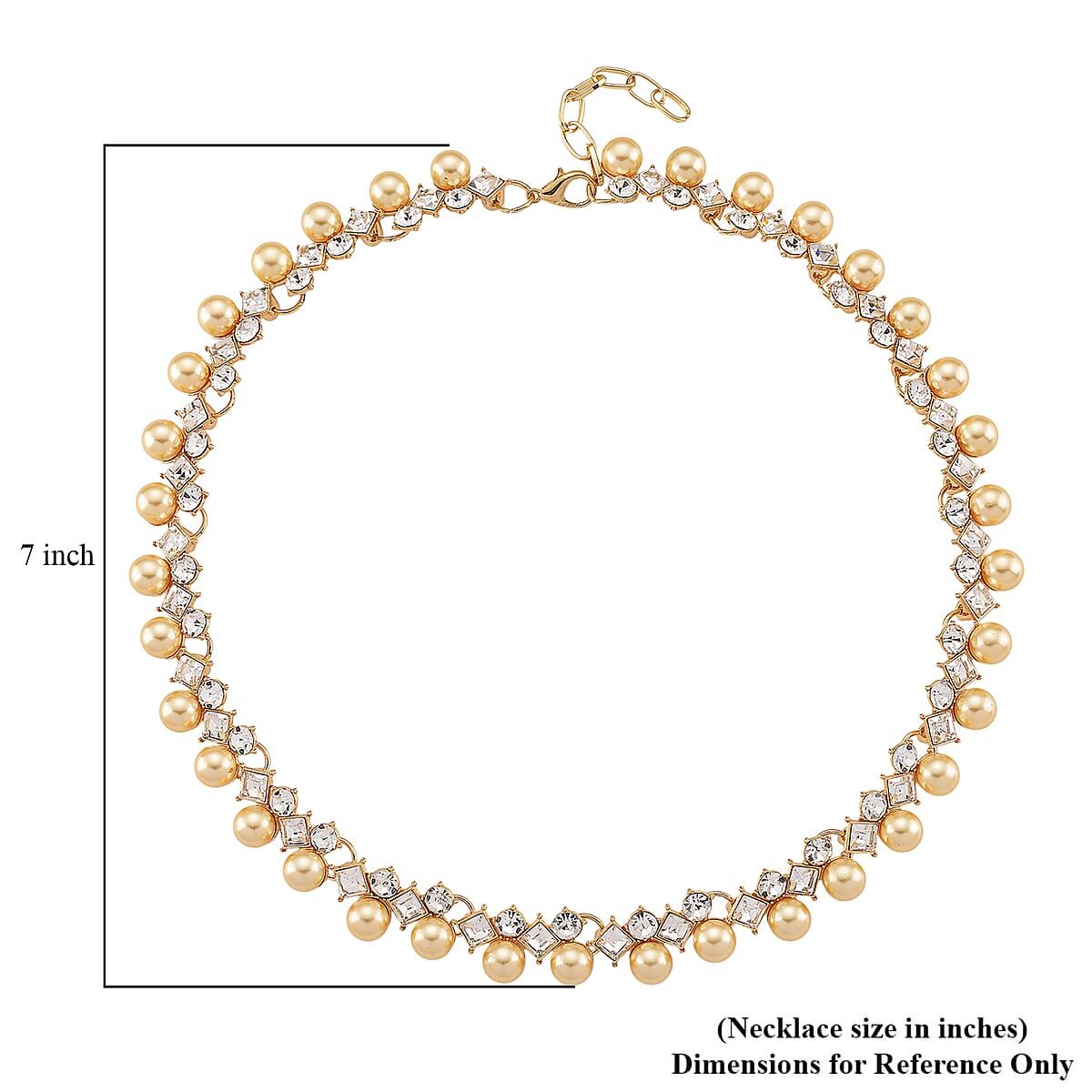 Golden Shell Pearl and Austrian Crystal Necklace in Goldtone 18-20 Inches image number 4
