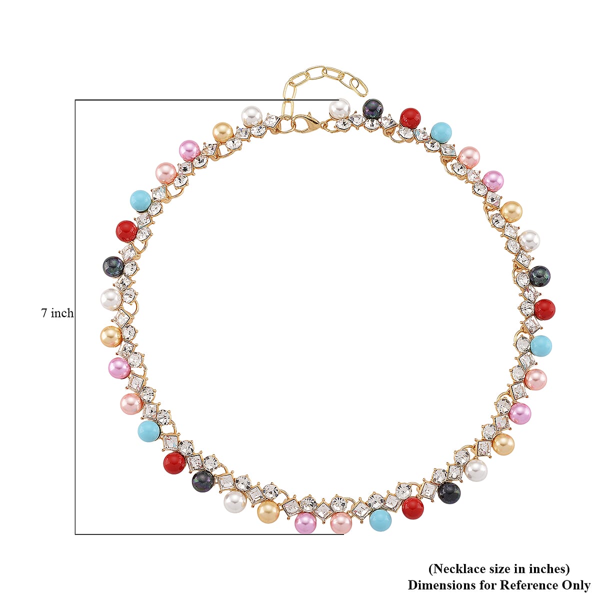 Multi Color Shell Pearl and Austrian Crystal Necklace in Goldtone 18-20 Inches image number 4