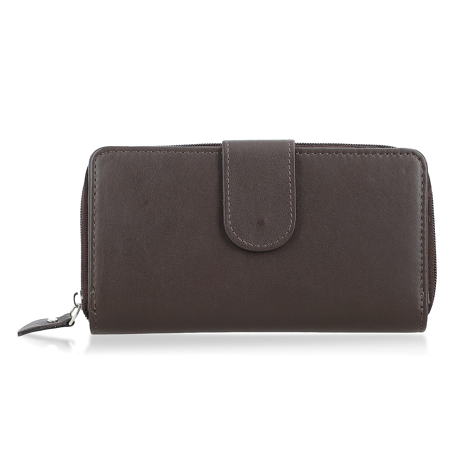 Livmore Brown Genuine Leather Womens Wallet with Front Flap Closure