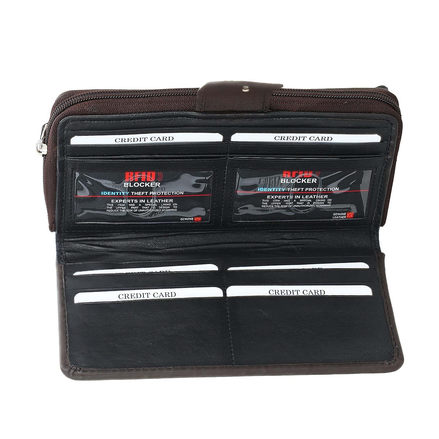 Livmore Brown Genuine Leather Womens Wallet with Front Flap Closure