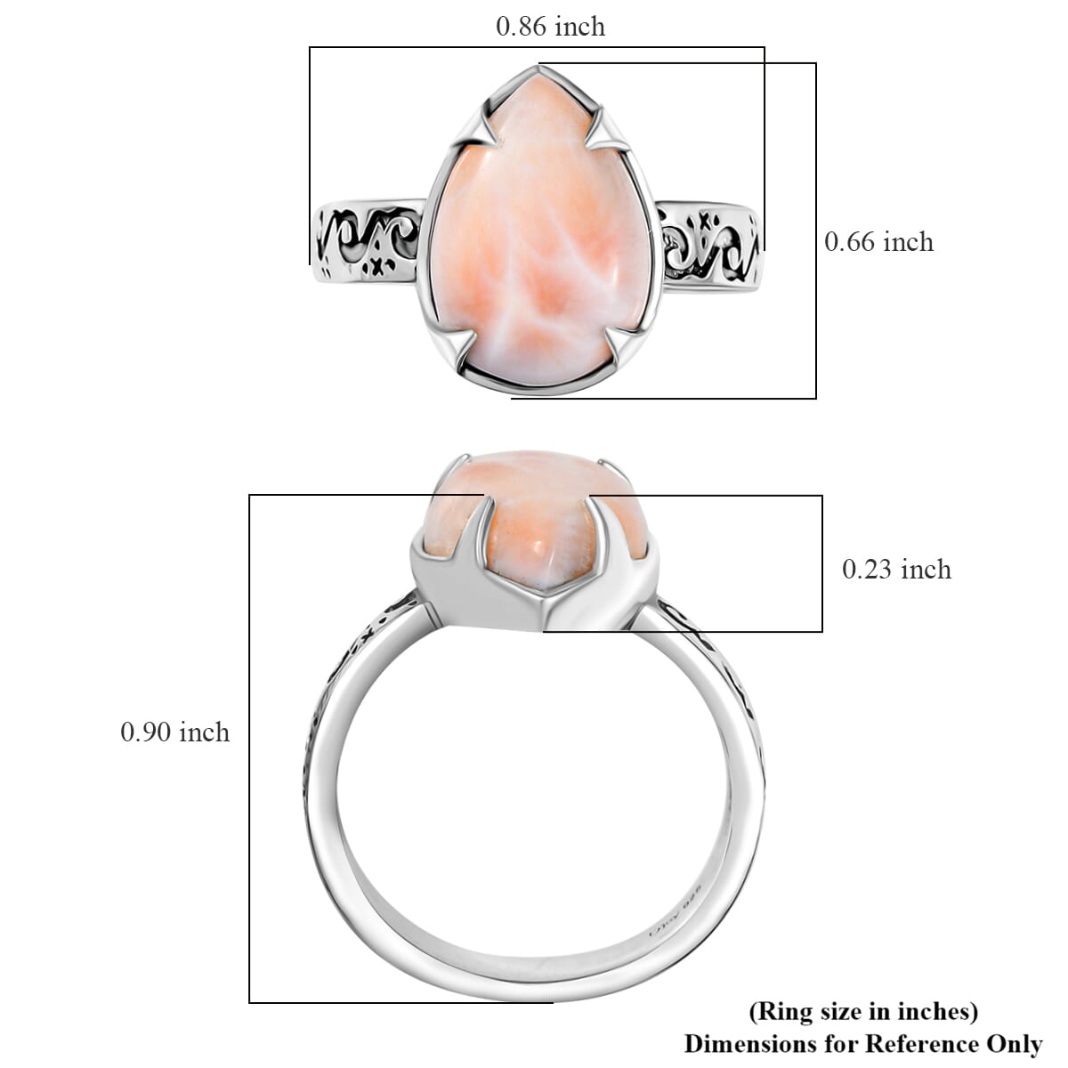 D'Joy Artisan Crafted Pink Natrolite 4.50 ctw Swirls Ring in Sterling Silver (Size 10.0) image number 5