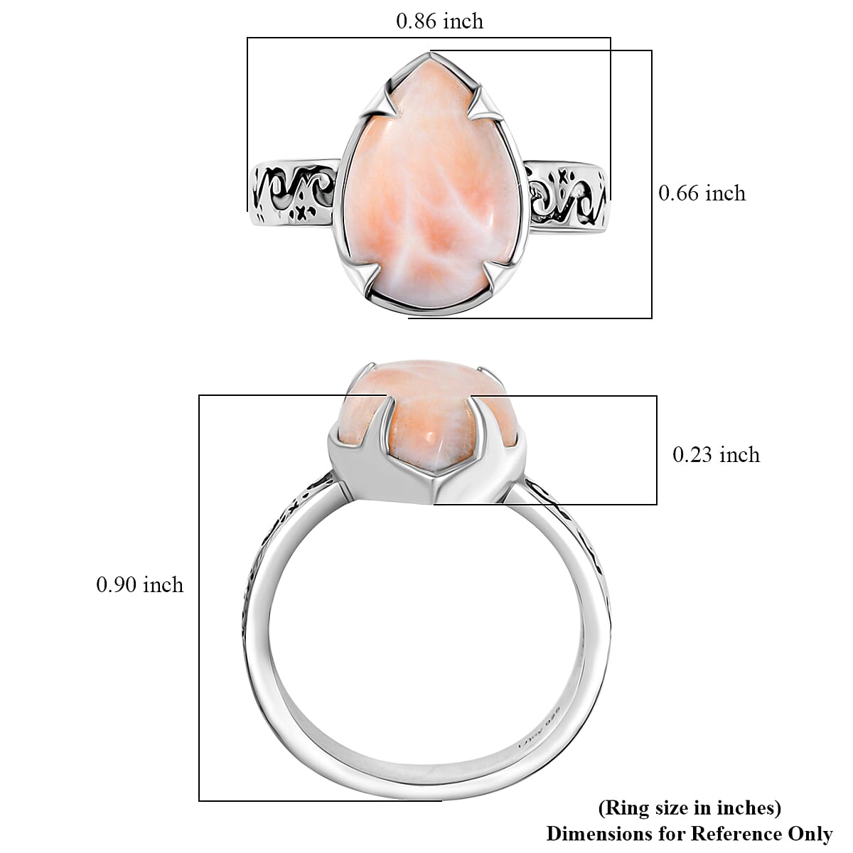 D'Joy Artisan Crafted Pink Natrolite 4.50 ctw Swirls Ring in Sterling Silver (Size 8.0) image number 5