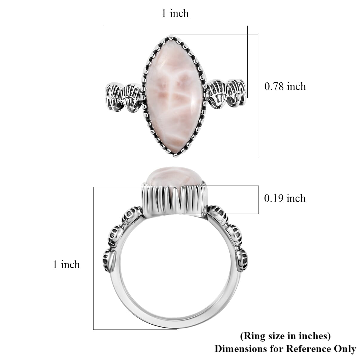 D'Joy Artisan Crafted Pink Natrolite 6.30 ctw Seashell Ring in Sterling Silver (Size 10.0) image number 5