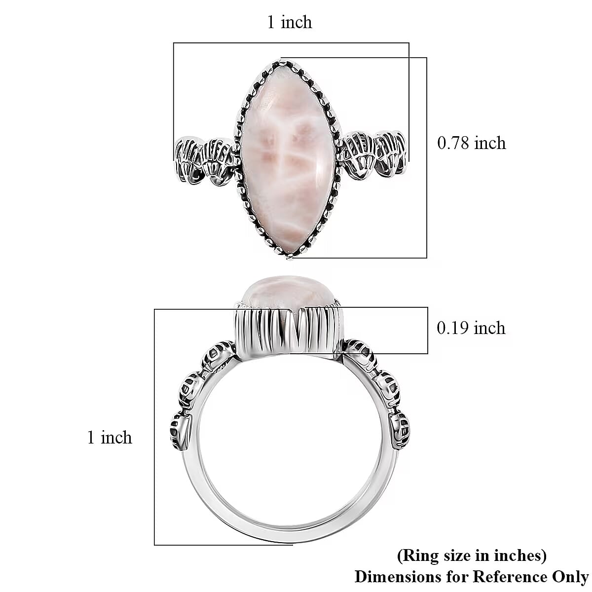 D'Joy Artisan Crafted Pink Natrolite 6.30 ctw Seashell Ring in Sterling Silver (Size 6.0) image number 6