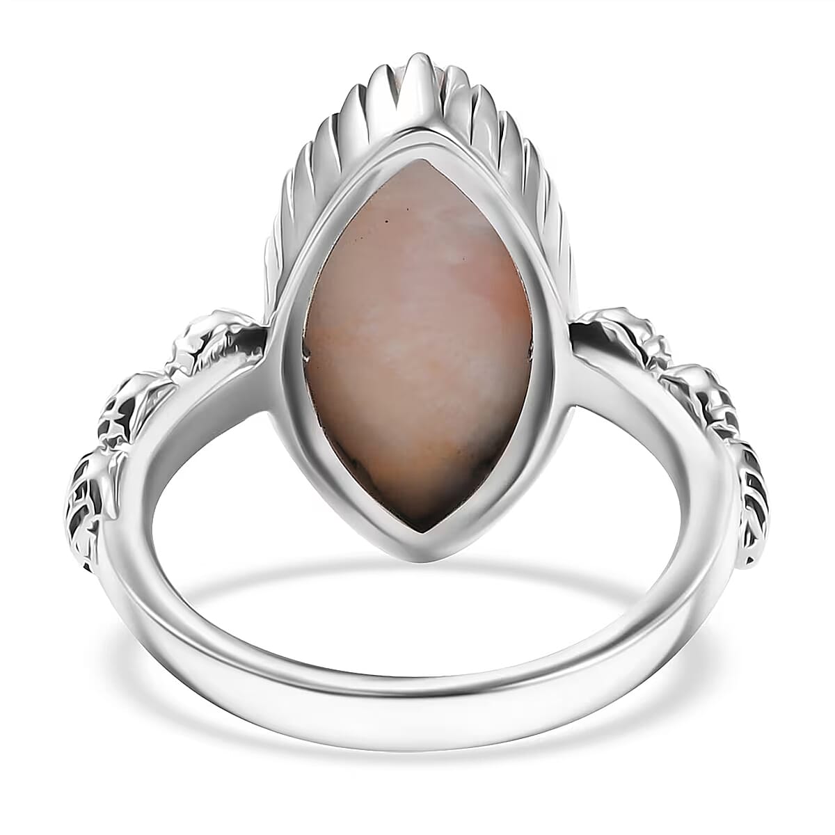 D'Joy Artisan Crafted Pink Natrolite 6.30 ctw Seashell Ring in Sterling Silver (Size 7.0) image number 7