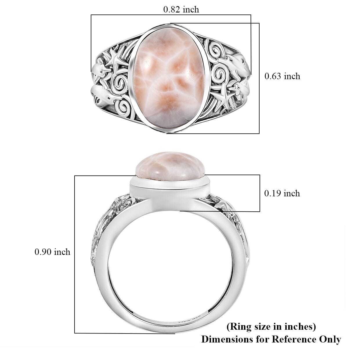 D'Joy Artisan Crafted Pink Natrolite 5.35 ctw Dolphin Ring in Sterling Silver (Size 10.0) image number 5